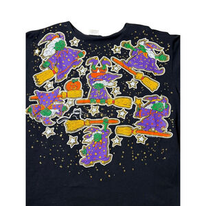 Halloween Witches Puff Paint Vintage Shirt Size Large Fun Art Lori B 1992 Medium